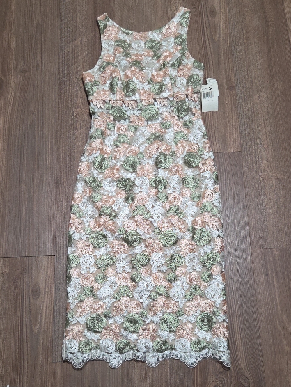 ABS Embroidered Floral Midi Dress